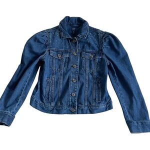 Girls XXL Bedazzled Jeweled Accents Blue Denim Jacket 14-16